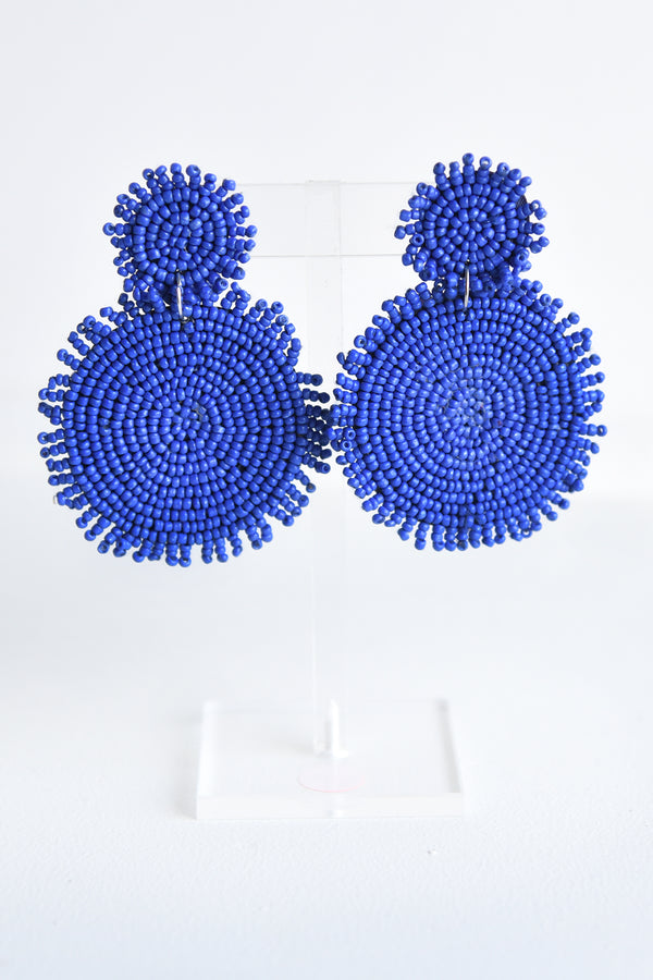 SEED BEAD DISK EARRINGS -BLUE - Dear Stella Boutique