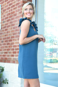 TELL ME ABOUT IT DRESS -TEAL - Dear Stella Boutique