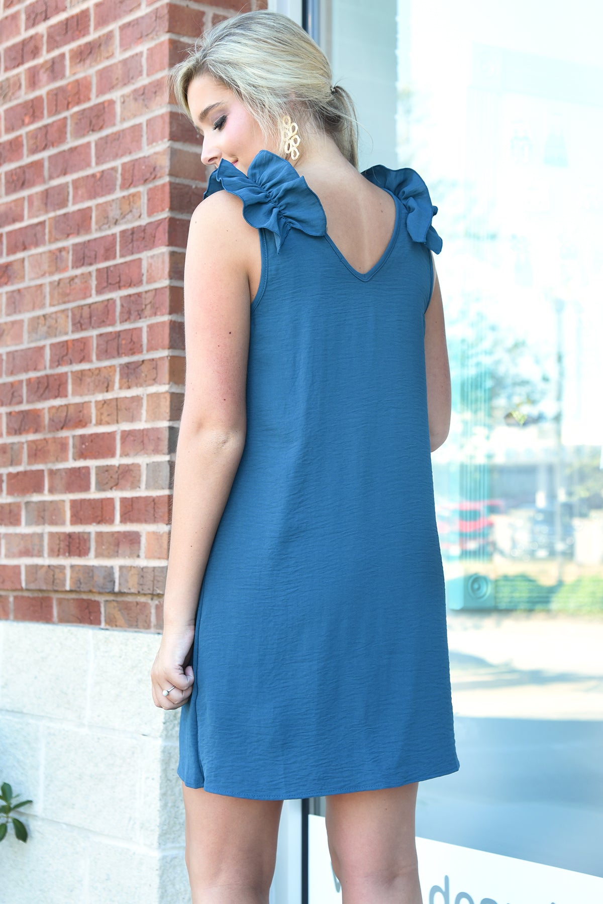 TELL ME ABOUT IT DRESS -TEAL - Dear Stella Boutique