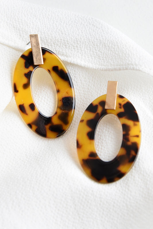 OVAL TORTOISE EARRINGS