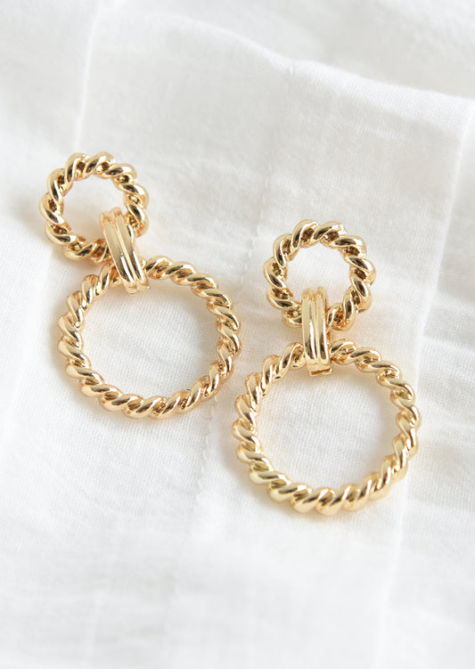GOLD DOUBLE LINK EARRINGS