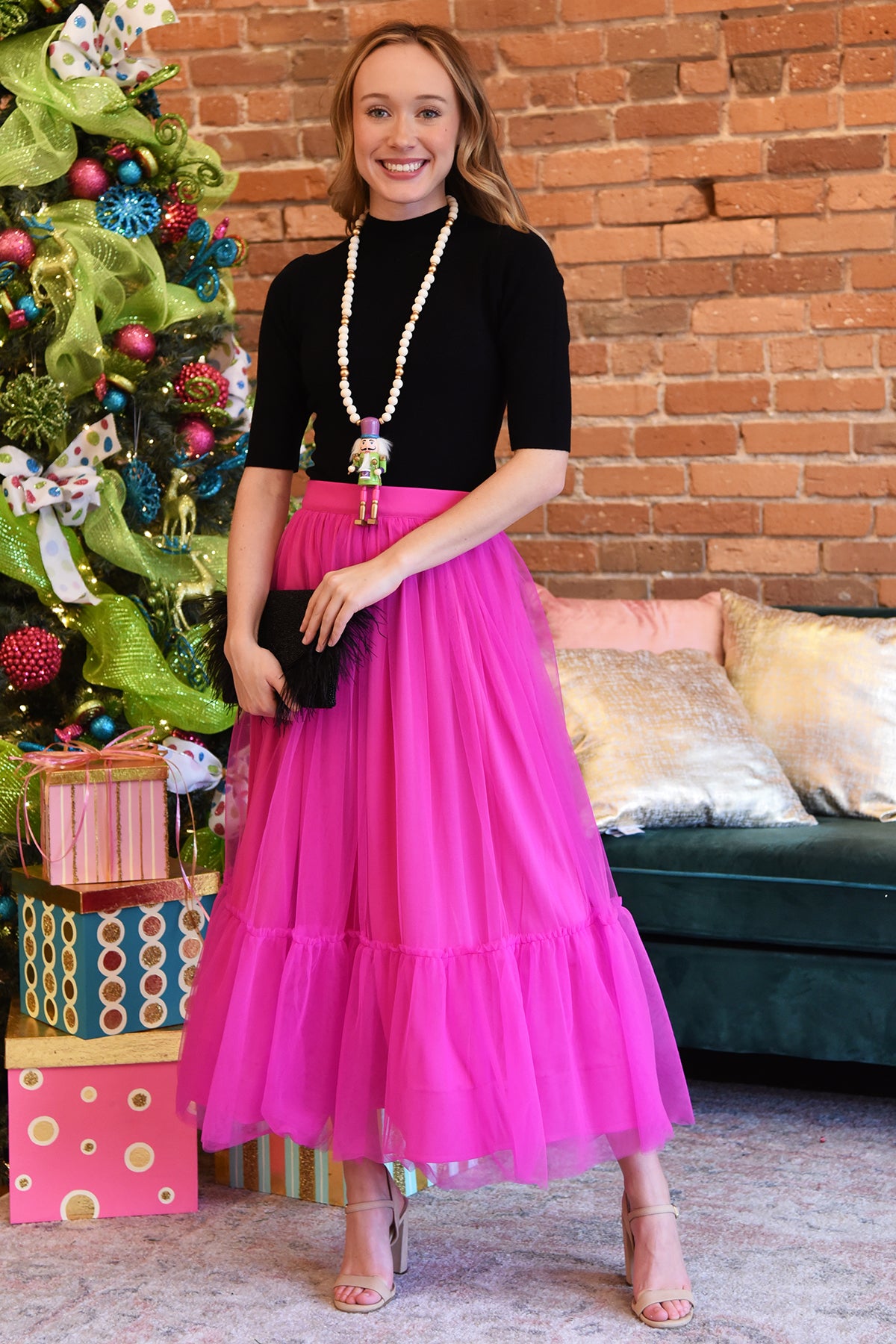 Hot pink tulle skirt dress hotsell