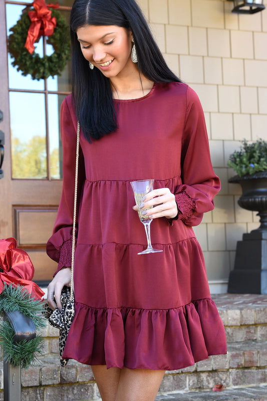 ELEGANCE DRESS - BURGUNDY