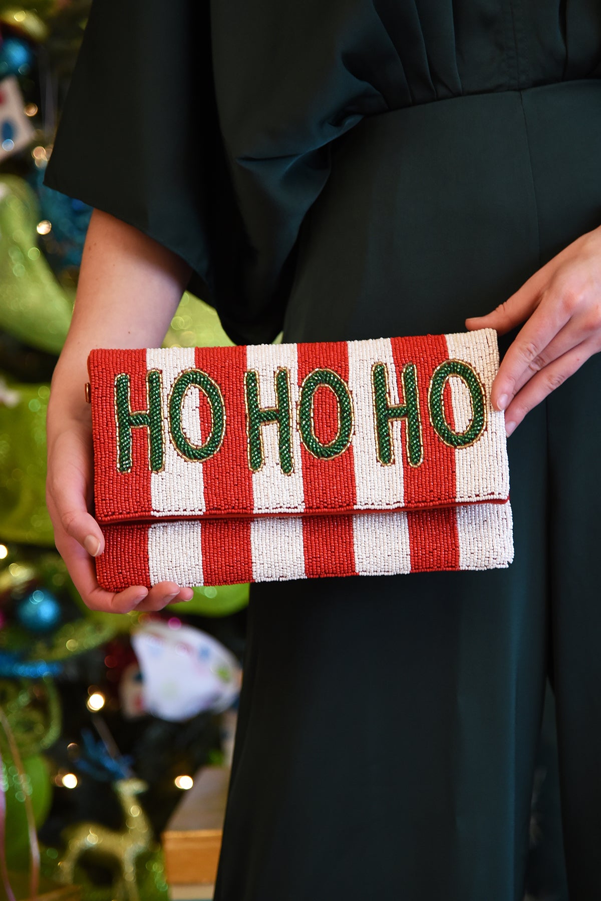 HO HO HO BEADED CLUTCH