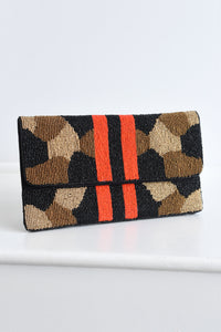 CAMO BEADED CLUTCH -RED
