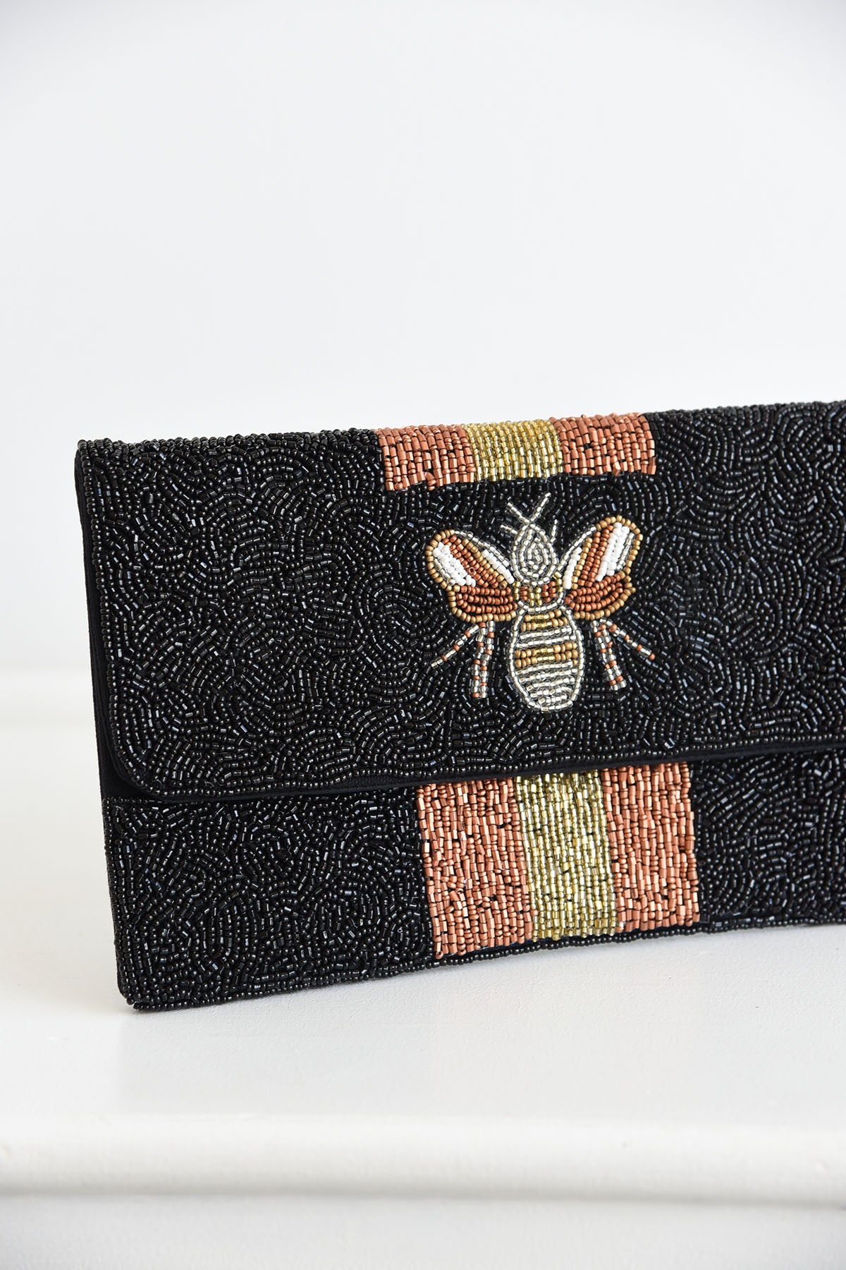 Beaded bee clutch sale