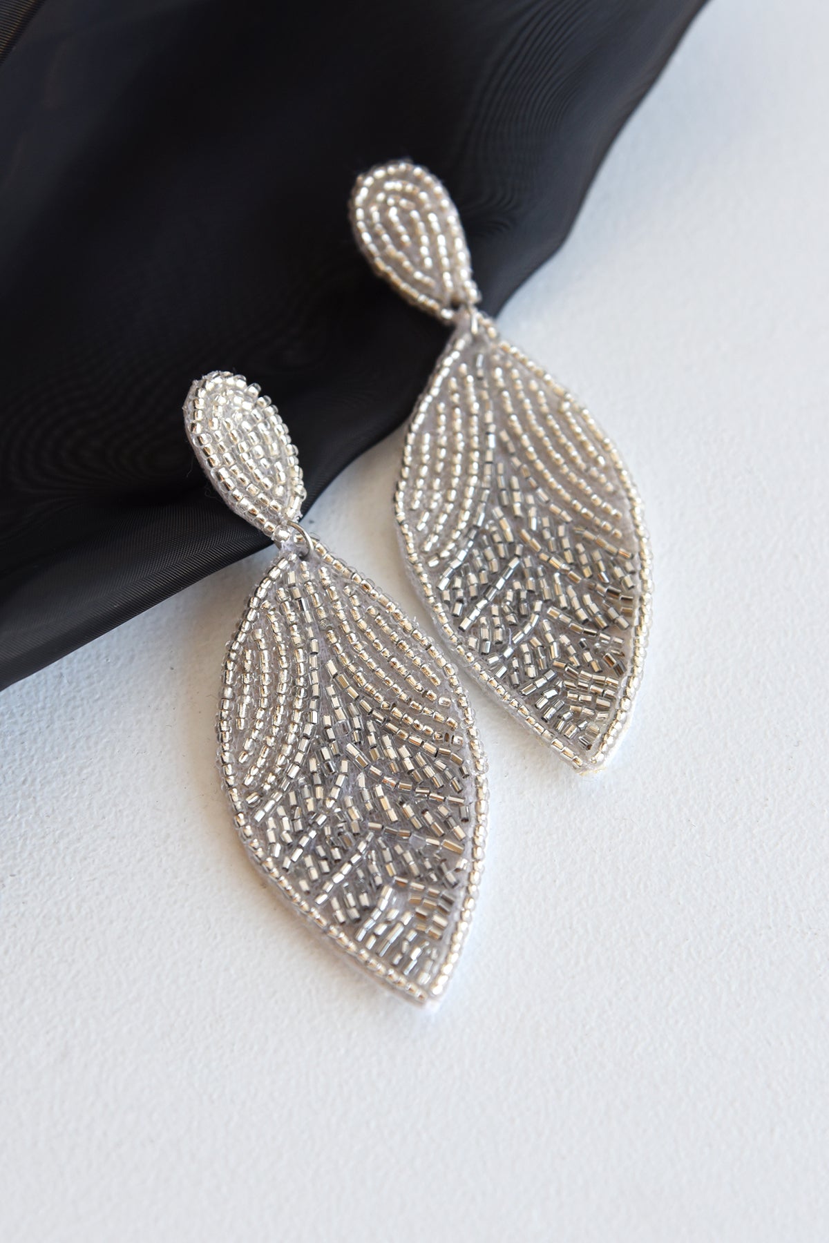 SILVER BEADED EARRINGS