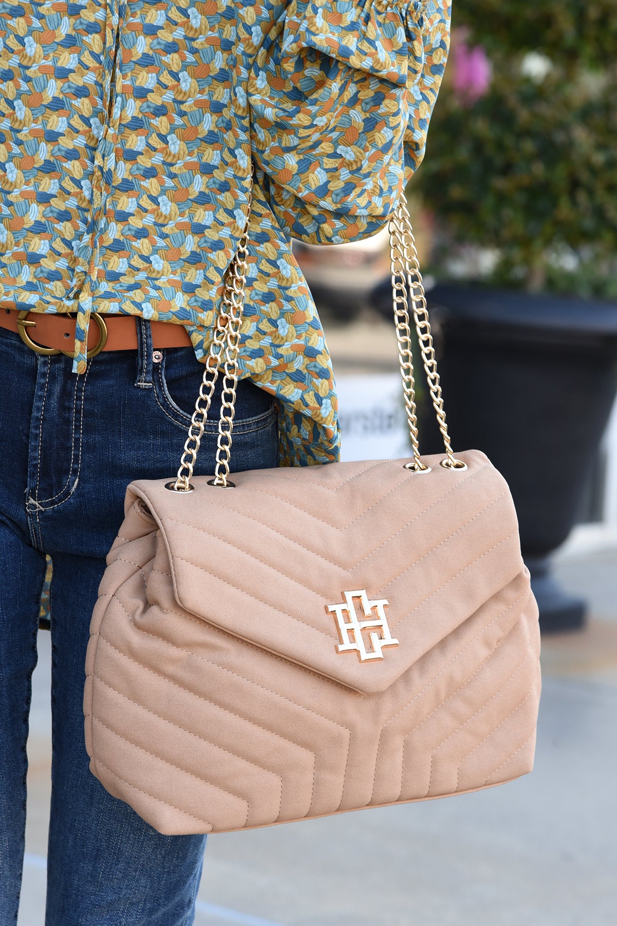 BRUNO QUILTED CROSSBODY- TAN