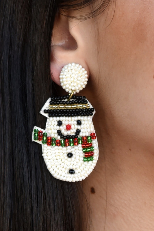 SNOWMAN BEADED EARRINGS