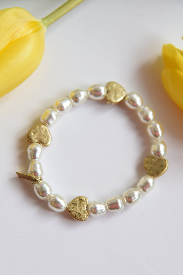 PEARL BRACELET -HEART - Dear Stella Boutique