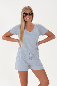 Z SUPPLY PIA TRIBLEND ROMPER - FOREVER BLUE