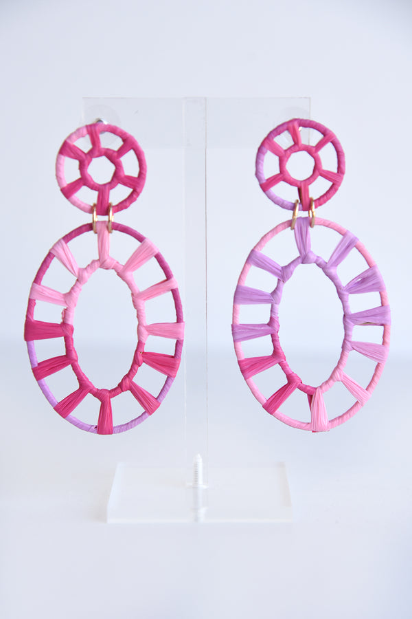 PINK WRAPHIA EARRINGS - Dear Stella Boutique