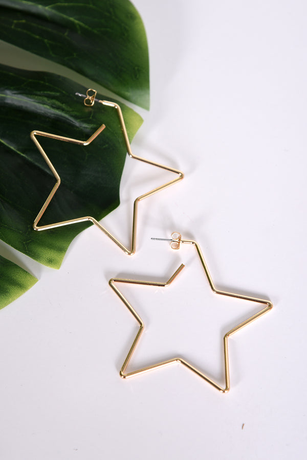 GOLD STAR HOOPS - Dear Stella Boutique